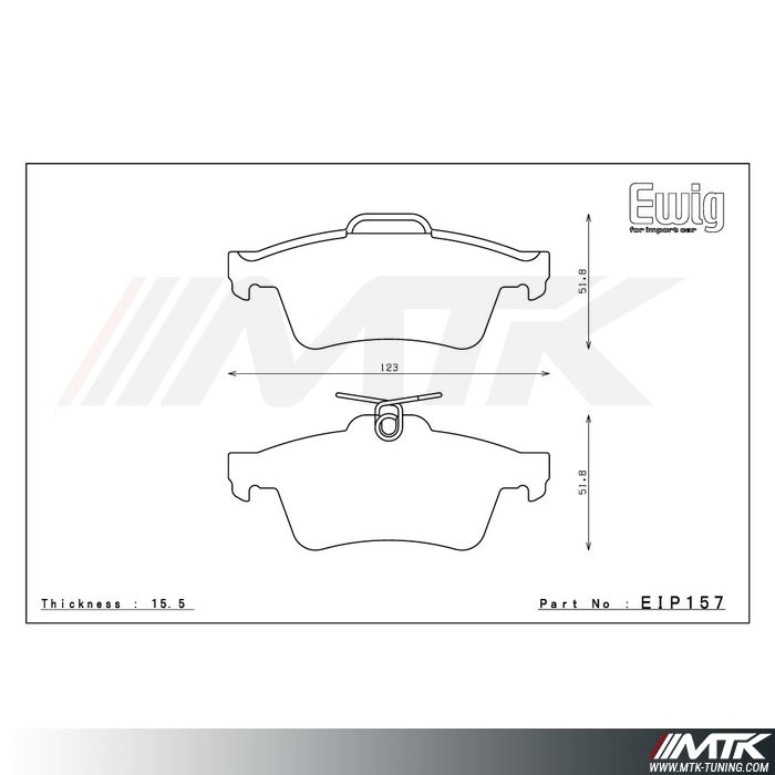Plaquettes Endless ME20 EIP157 pour FORD Focus